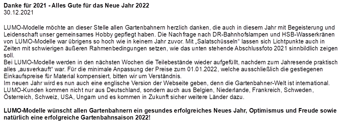 Danke fr 2021 - Alles Gute fr das Neue Jahr 2022
30.12.2021

